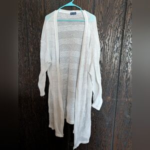 Blue Waters Open-Front White Knit Long Cardigan